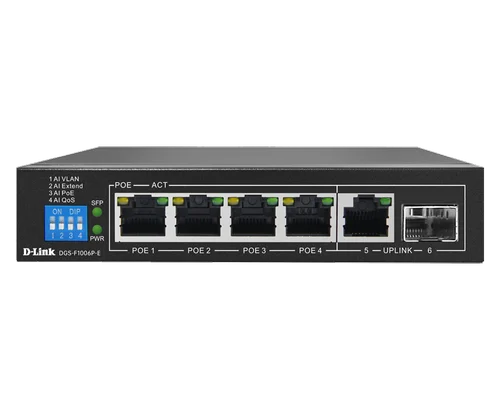 D-Link DGS-F1006P-E 6-Port Gigabit PoE+ Switch with SFP Uplink