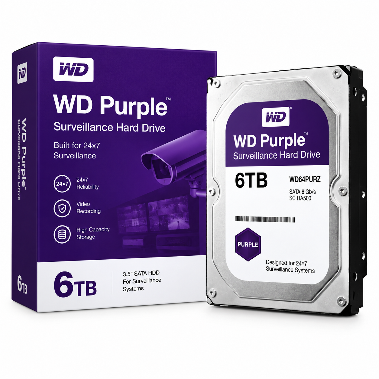 WD Purple 6TB Surveillance Hard Drive – WD64PURZ