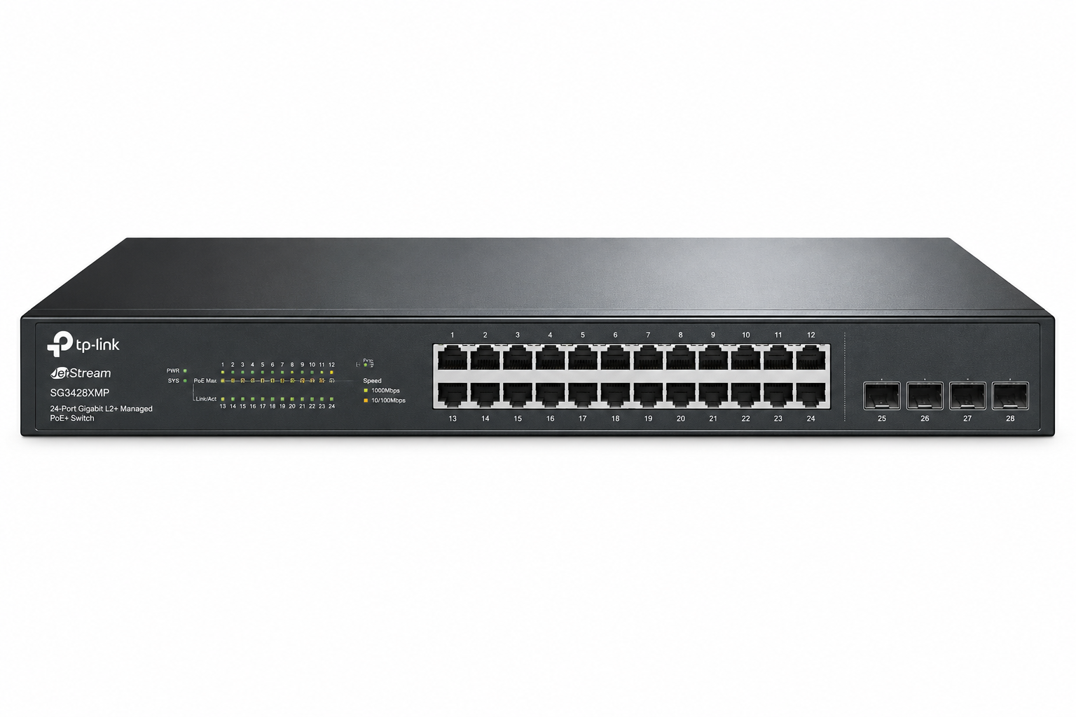 TP-Link JetStream 24-Port Gigabit L2+ Managed PoE+ Switch – SG3428XMP